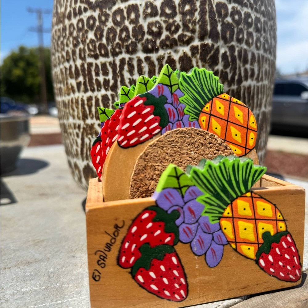 Handmade wooden Colorful Fruit Coasters Set